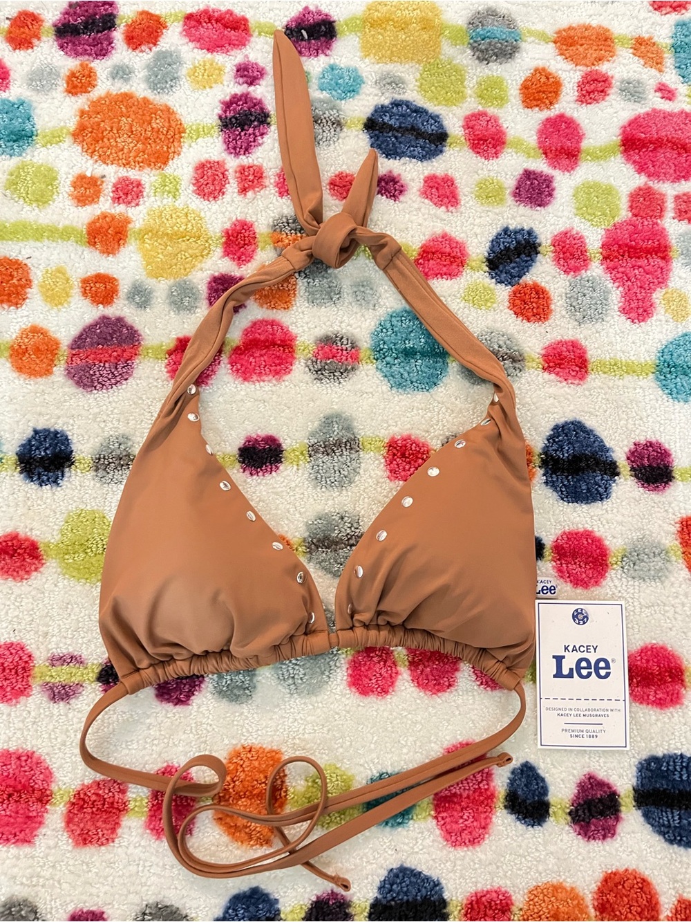 Kacey Lee Musgraves collaboration halter bikini top tan studded xl NWT